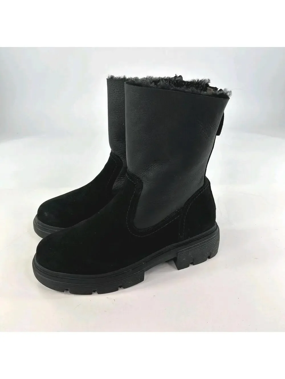 Paul Green Palmer black winter boot US 7 Fur-Lined Back Zip Chunky Heels Boots
